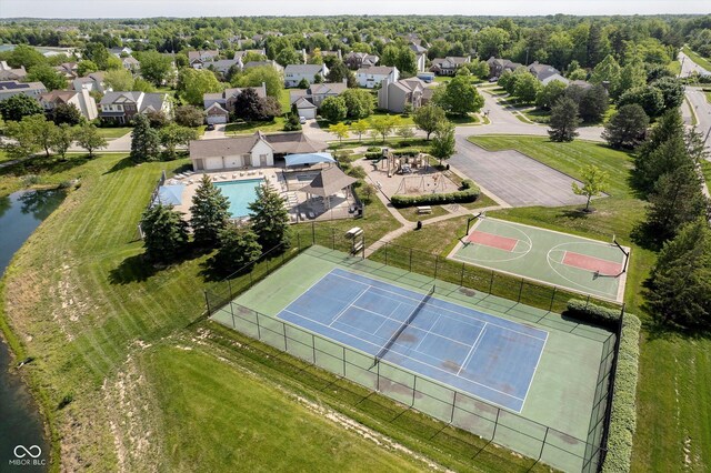 14130 Autumn Woods Dr, Carmel, IN 46074 - drone / aerial view of a pool area and a nearby body of water