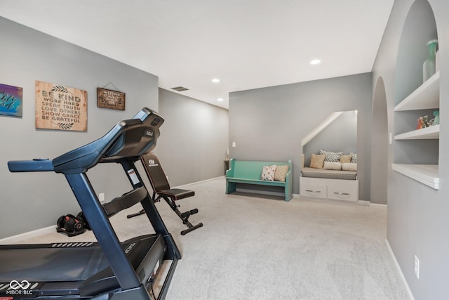 9311 Windrift Way, Zionsville, IN 46077 - workout room featuring carpet flooring and recessed lighting
