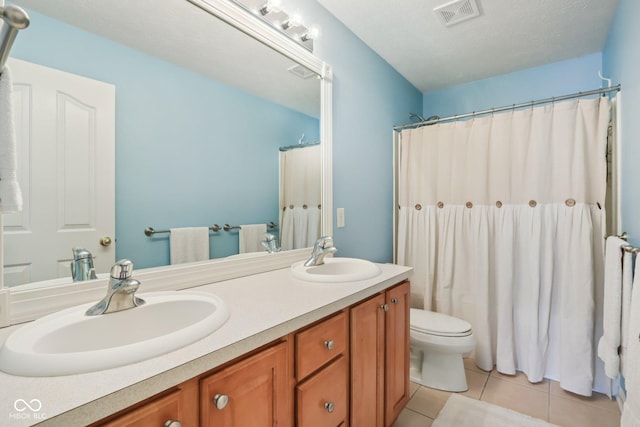 9311 Windrift Way, Zionsville, IN 46077 - bathroom with tile patterned flooring, double vanity, and curtained shower