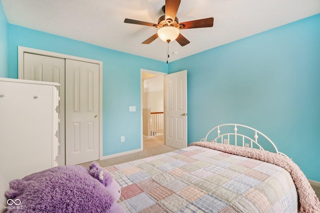 9311 Windrift Way, Zionsville, IN 46077 - bedroom featuring carpet, a ceiling fan, and a closet