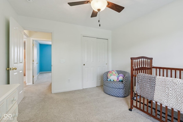 9311 Windrift Way, Zionsville, IN 46077 - bedroom featuring carpet floors, a closet, and ceiling fan