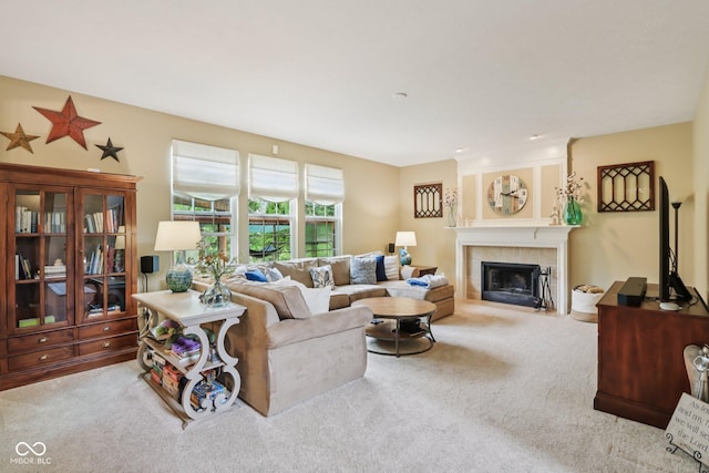9311 Windrift Way, Zionsville, IN 46077 - living room featuring carpet and a fireplace