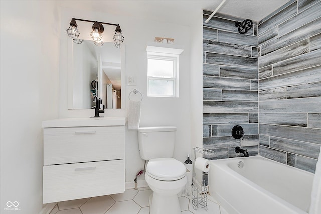 2230 Pleasant St, Indianapolis, IN 46203 - full bathroom featuring tile patterned flooring, vanity, toilet, shower / bath combination, and baseboards
