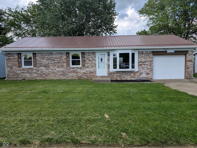 1280 Maple Ct, Martinsville, IN 46151 - single story home featuring brick siding, an attached garage, driveway, and a front lawn