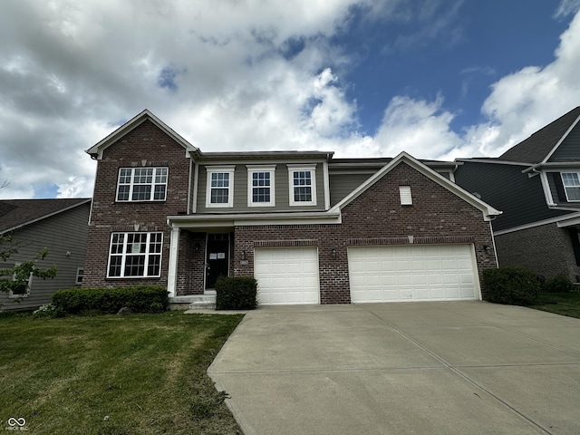 14462 Brook Meadow Dr, Mccordsville, IN 46055 - traditional-style house featuring driveway, brick siding, and a front lawn
