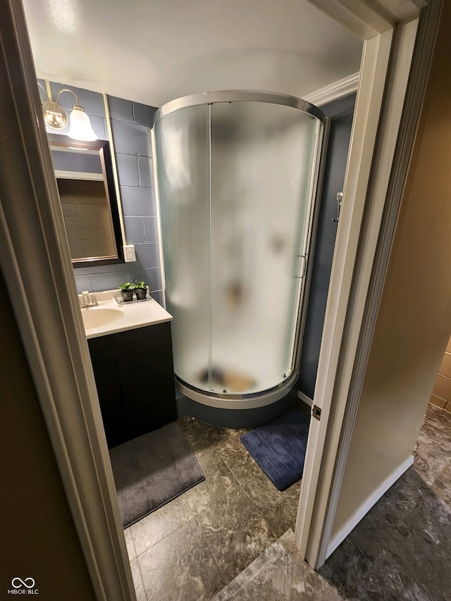 5433 Brendonridge Rd, Indianapolis, IN 46226 - bathroom with a stall shower and vanity