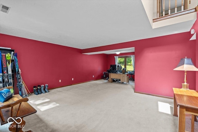 14814 Beacon Blvd, Carmel, IN 46032 - living room with carpet floors and an office area