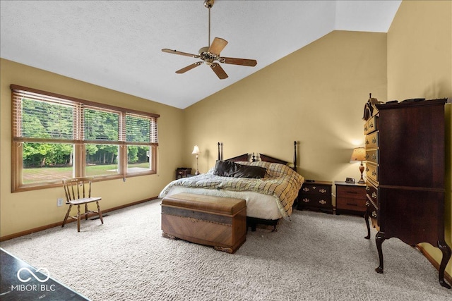 14814 Beacon Blvd, Carmel, IN 46032 - carpeted bedroom with lofted ceiling, baseboards, and ceiling fan