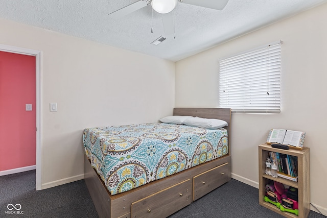 5115 Bertha St, Indianapolis, IN 46241 - carpeted bedroom featuring baseboards, ceiling fan, and a textured ceiling