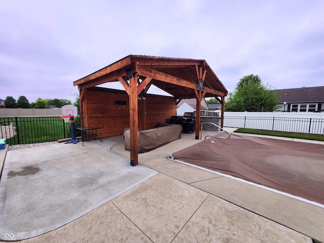 1026 Summer Way Dr, Shelbyville, IN 46176 - fenced backyard with a gazebo and a patio area
