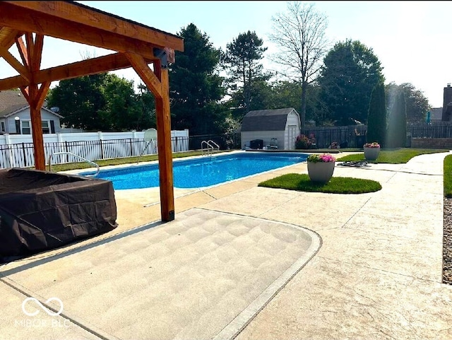 1026 Summer Way Dr, Shelbyville, IN 46176 - view of swimming pool with a patio area and a fenced backyard