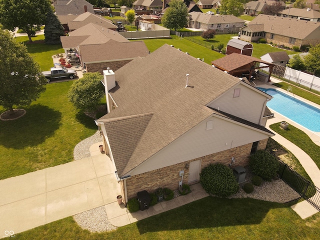 1026 Summer Way Dr, Shelbyville, IN 46176 - aerial perspective of suburban area featuring a pool