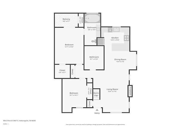 455 S Pine St Unit 4, Indianapolis, IN 46203 - room layout