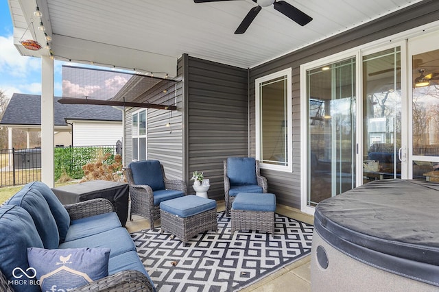 3583 Collier Dr, Lafayette, IN 47905 - view of patio with ceiling fan and fence