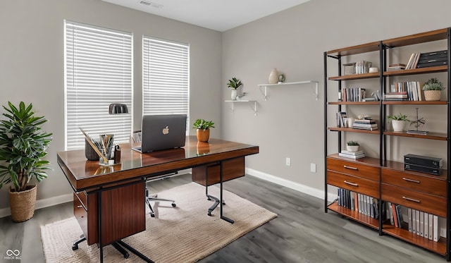 3583 Collier Dr, Lafayette, IN 47905 - office area featuring baseboards and wood finished floors