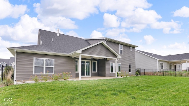 3583 Collier Dr, Lafayette, IN 47905 - back of house with a ceiling fan, a patio area, and roof with shingles
