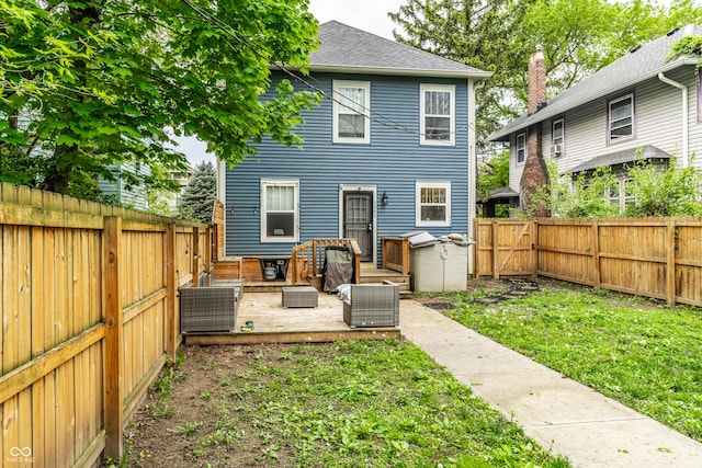 3047 N New Jersey St, Indianapolis, IN 46205 - rear view of property with roof with shingles, cooling unit, and a wooden deck