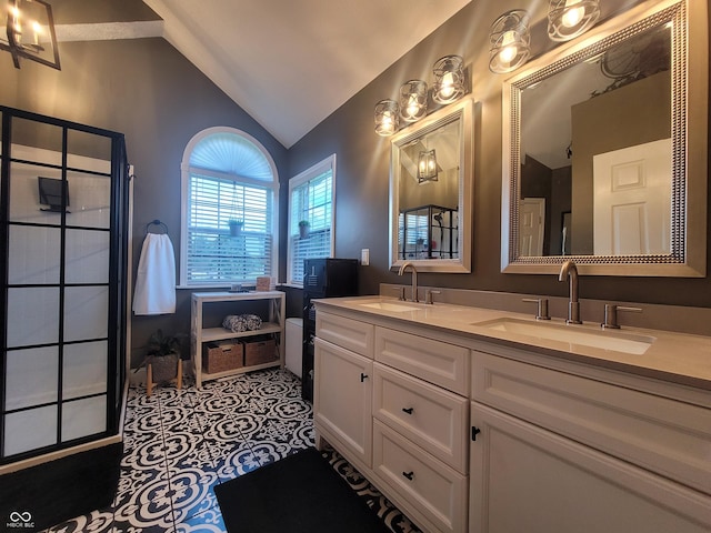 1714 Michelle Mnr, Danville, IN 46122 - bathroom with double vanity and vaulted ceiling