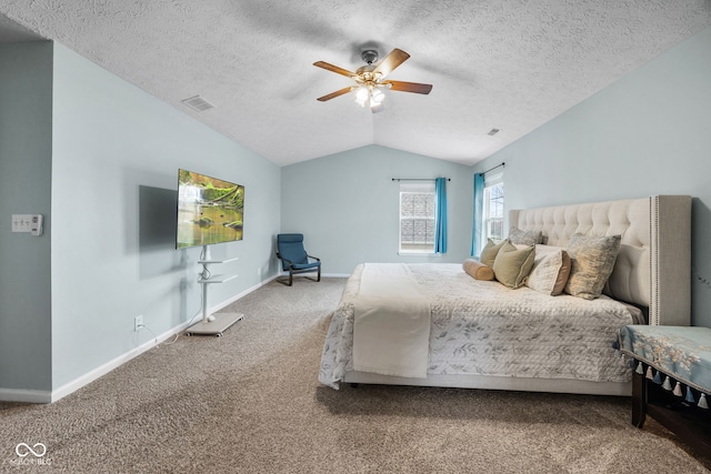 3449 Brixford Ln, West Lafayette, IN 47906 - carpeted bedroom with vaulted ceiling, baseboards, a ceiling fan, and a textured ceiling