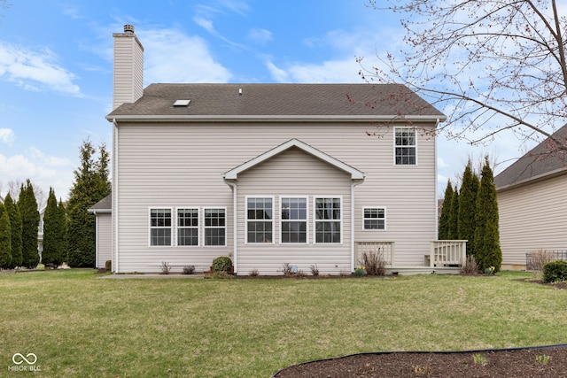3449 Brixford Ln, West Lafayette, IN 47906 - back of property with a yard, a chimney, and a shingled roof