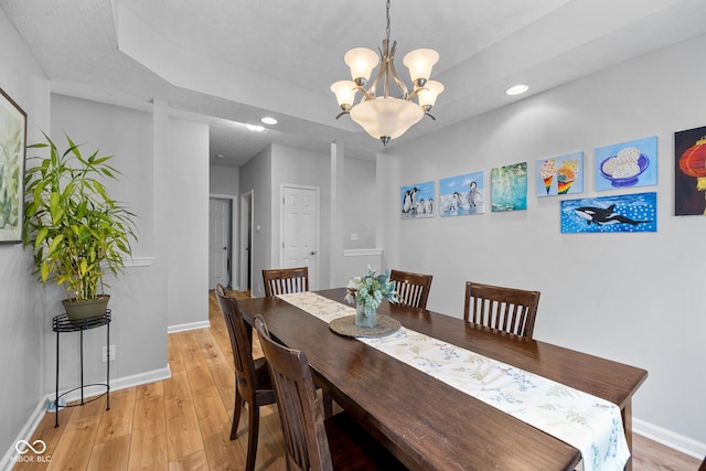 3449 Brixford Ln, West Lafayette, IN 47906 - dining area with baseboards, light wood-type flooring, recessed lighting, and a chandelier