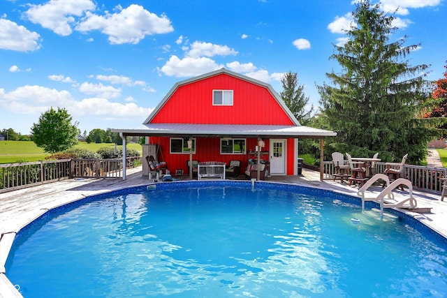 186 W 600 N, Alexandria, IN 46001 - outdoor pool featuring a patio, an outdoor structure, fence, and an exterior structure