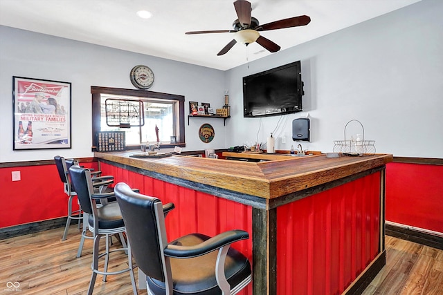 186 W 600 N, Alexandria, IN 46001 - indoor wet bar with wood finished floors, ceiling fan, baseboards, and recessed lighting