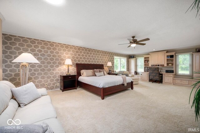 3000 E County Road 400 N, Muncie, IN 47303 - bedroom with light carpet, ceiling fan, and crown molding