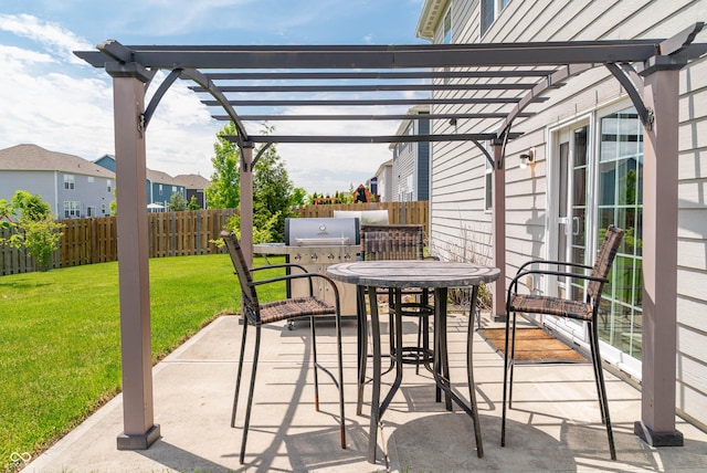 4863 Sherlock Dr, Westfield, IN 46062 - view of patio featuring a pergola, outdoor dining space, a residential view, and grilling area