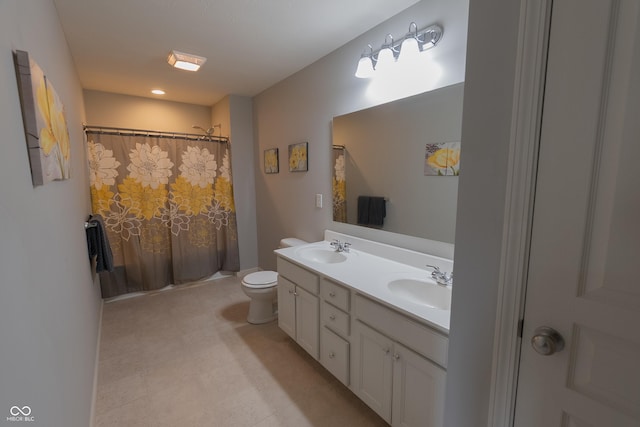 4863 Sherlock Dr, Westfield, IN 46062 - full bath with double vanity, toilet, and a shower with shower curtain