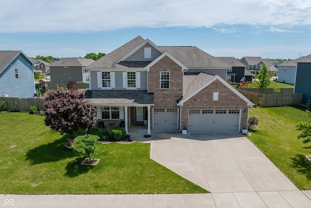 4863 Sherlock Dr, Westfield, IN 46062 - traditional-style home featuring brick siding, a residential view, driveway, and a garage