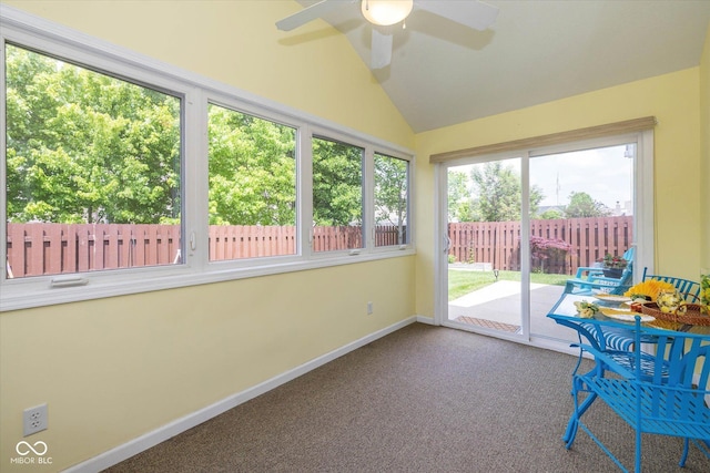 4256 Zachary Ln, Westfield, IN 46062 - unfurnished sunroom featuring carpet floors, lofted ceiling, and baseboards