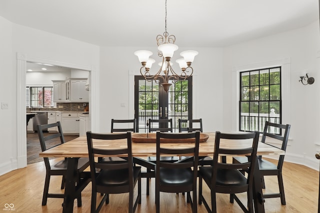 1478 W 500 S, Peru, IN 46970 - dining area with a chandelier, healthy amount of natural light, light wood-style floors, and baseboards