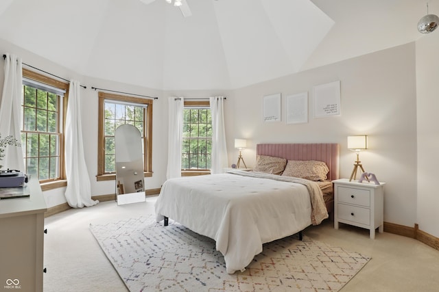 1478 W 500 S, Peru, IN 46970 - bedroom with light colored carpet, baseboards, and high vaulted ceiling