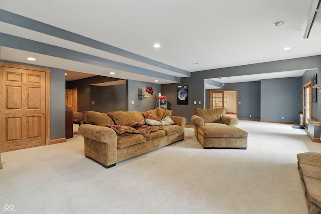 1478 W 500 S, Peru, IN 46970 - living room with light colored carpet, baseboards, and recessed lighting