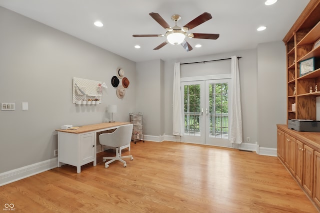 1478 W 500 S, Peru, IN 46970 - office area featuring light wood-style flooring, recessed lighting, ceiling fan, and baseboards