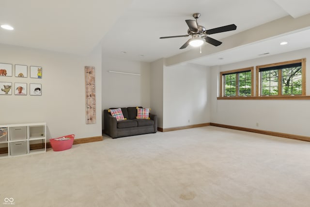 1478 W 500 S, Peru, IN 46970 - unfurnished room with ceiling fan, recessed lighting, carpet floors, and baseboards
