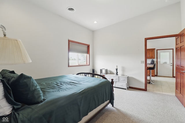 1478 W 500 S, Peru, IN 46970 - bedroom with light carpet, baseboards, recessed lighting, and light tile patterned floors