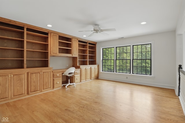 1478 W 500 S, Peru, IN 46970 - unfurnished office with built in study area, ceiling fan, light wood finished floors, recessed lighting, and baseboards