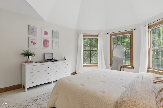 1478 W 500 S, Peru, IN 46970 - bedroom featuring light colored carpet, baseboards, and high vaulted ceiling