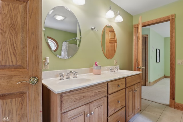 1478 W 500 S, Peru, IN 46970 - bathroom with double vanity, tile patterned flooring, and baseboards