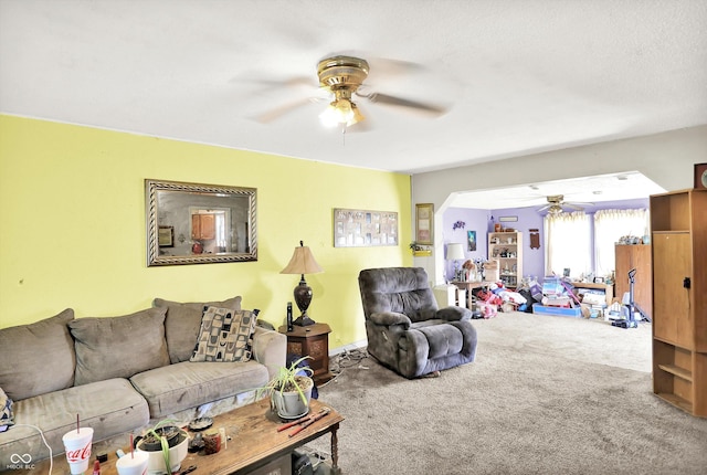 2200 N Dixon Rd, Kokomo, IN 46901 - carpeted living room featuring a ceiling fan