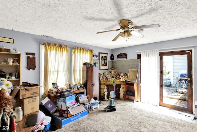 2200 N Dixon Rd, Kokomo, IN 46901 - office with carpet flooring, a ceiling fan, healthy amount of natural light, and a textured ceiling