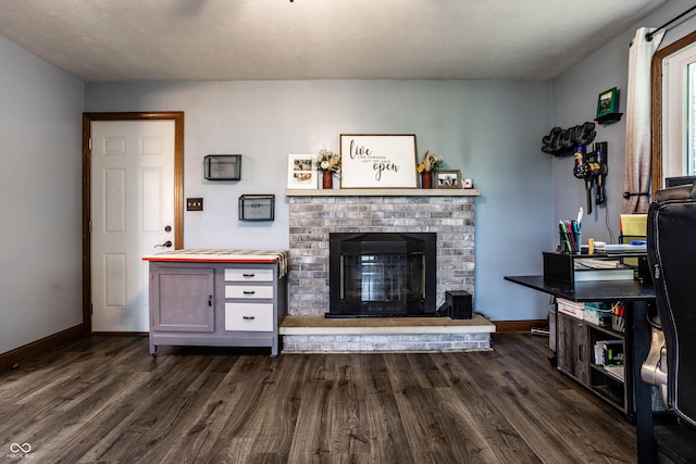 2965 E 1100 N, Pendleton, IN 46064 - living room featuring dark wood-style floors, a fireplace, and baseboards
