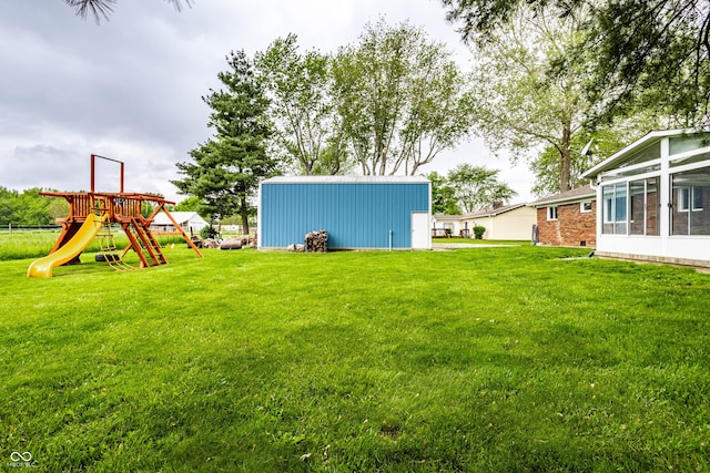 2965 E 1100 N, Pendleton, IN 46064 - view of green lawn with a playground, a pole building, and an outdoor structure