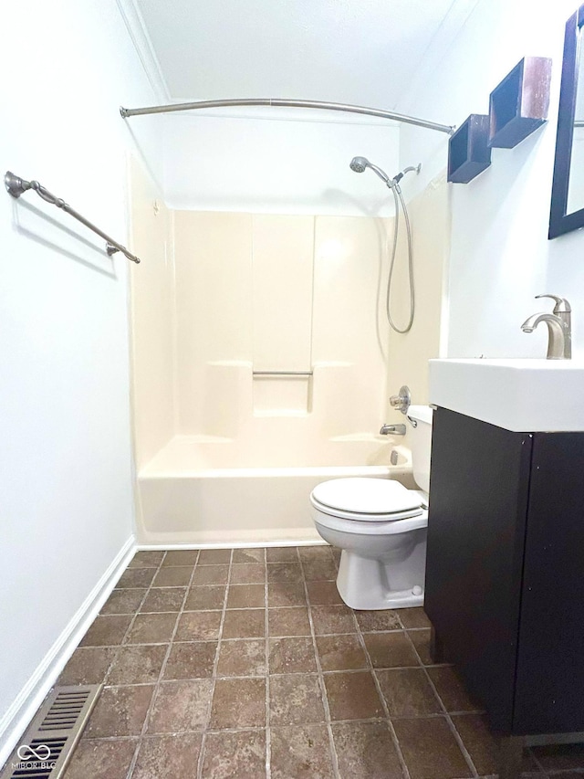 6143 Roberts Pl, Indianapolis, IN 46220 - full bath featuring toilet, bathtub / shower combination, vanity, and stone finish flooring