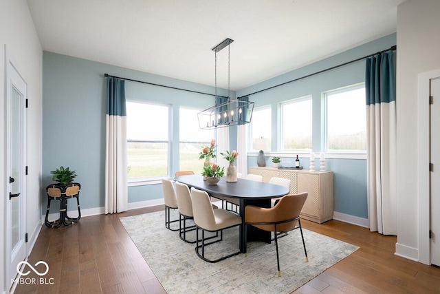 19848 Chatsworth Blvd, Westfield, IN 46074 - dining space featuring a chandelier, wood finished floors, and baseboards