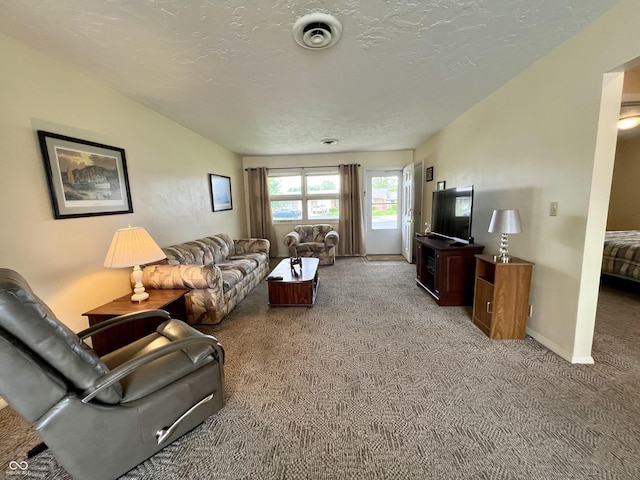 2508 Pamela Ct, Anderson, IN 46012 - living area with light colored carpet, baseboards, and a textured ceiling