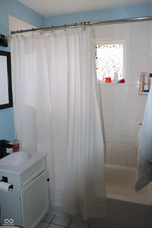 706 Bobs Ct, Beech Grove, IN 46107 - bathroom with vanity and shower / bath combo with shower curtain