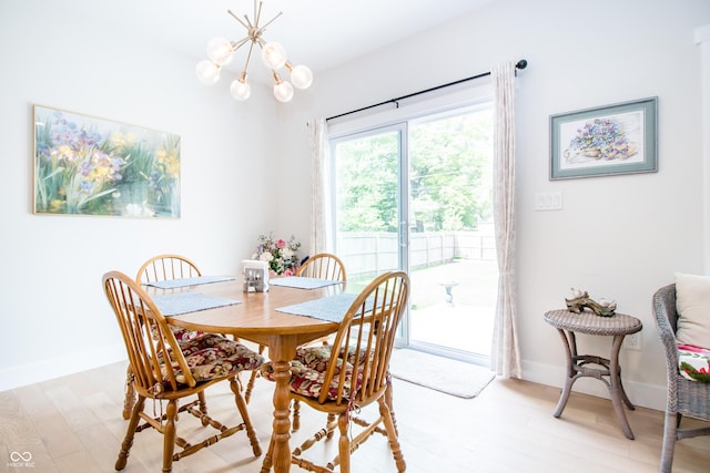 2686 Lafayette Ave, Columbus, IN 47201 - dining room featuring light wood-style flooring, a chandelier, and baseboards